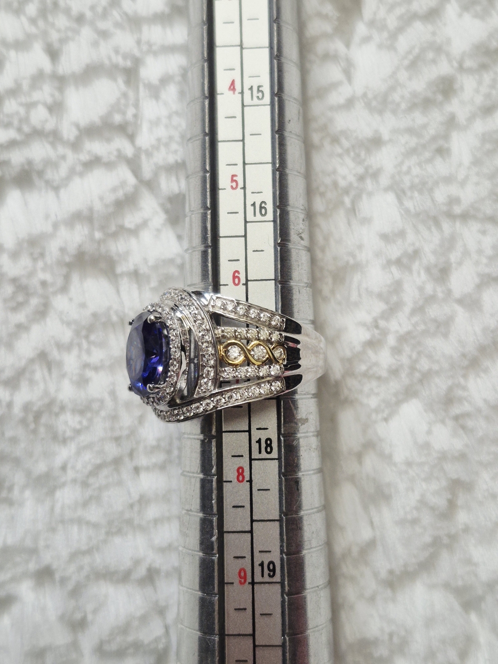 Sterling Silver Tanzanite & Cz Halo Cocktail Ring - Picture 10 of 10